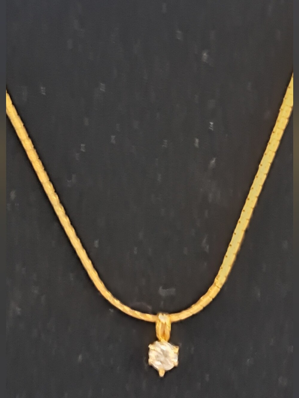 Gold Tone Women’s Pendant Necklace with Clear Stone